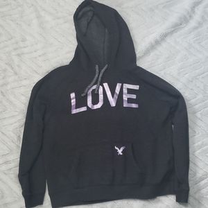 Womens American Eagle gray LOVE hoodie Large